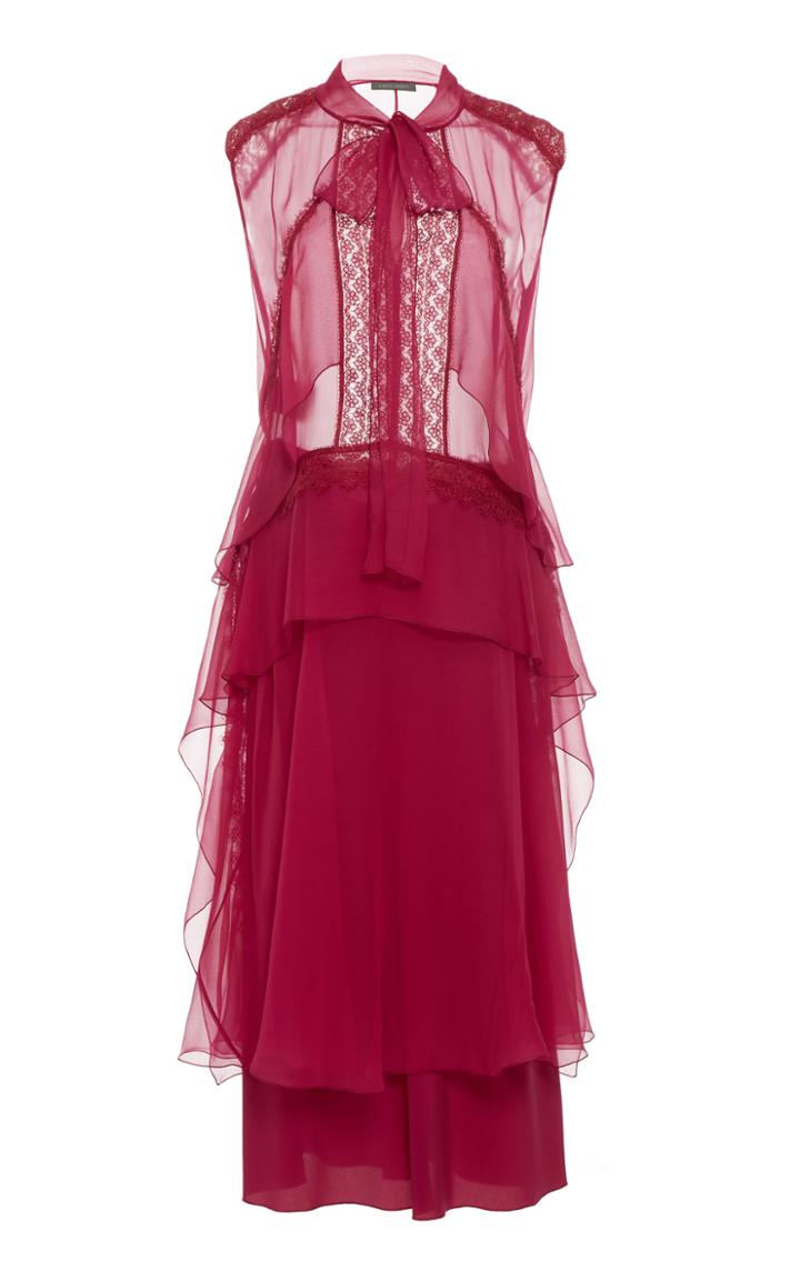 Alberta Ferretti Silk Ruffle Dress