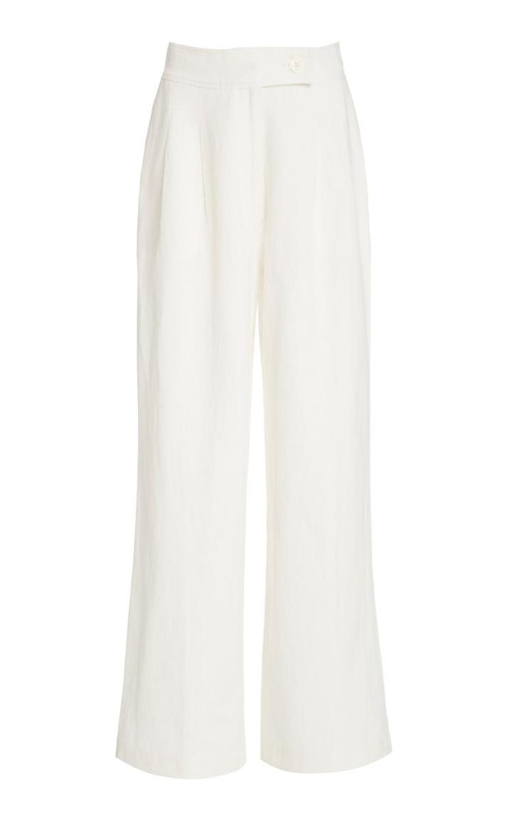 Posse Solace Pleated Cotton-linen Wide-leg Pants