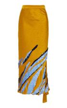 Cushnie Graphic Zebra Paillette Embroidered Satin Skirt