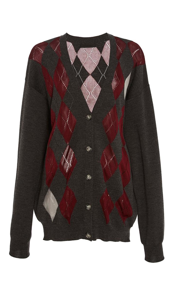 Alexander Wang Sheer Intarsia Argyle Cardigan