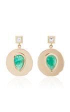 Moda Operandi Azlee Modern Byzantine Emerald And Diamond Coin Earrings