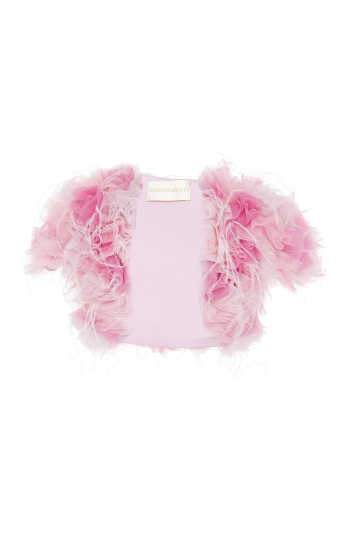 Christian Siriano Feather And Tulle Ombre Bolero