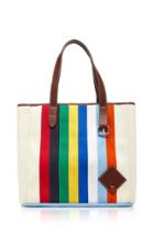 Jw Anderson Embellished Striped Leather And Canvas Tote