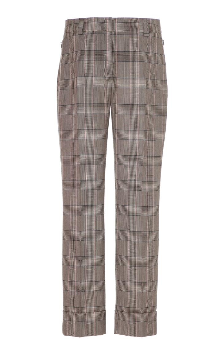 Akris Plaid High-waist Wool Cropped Pants