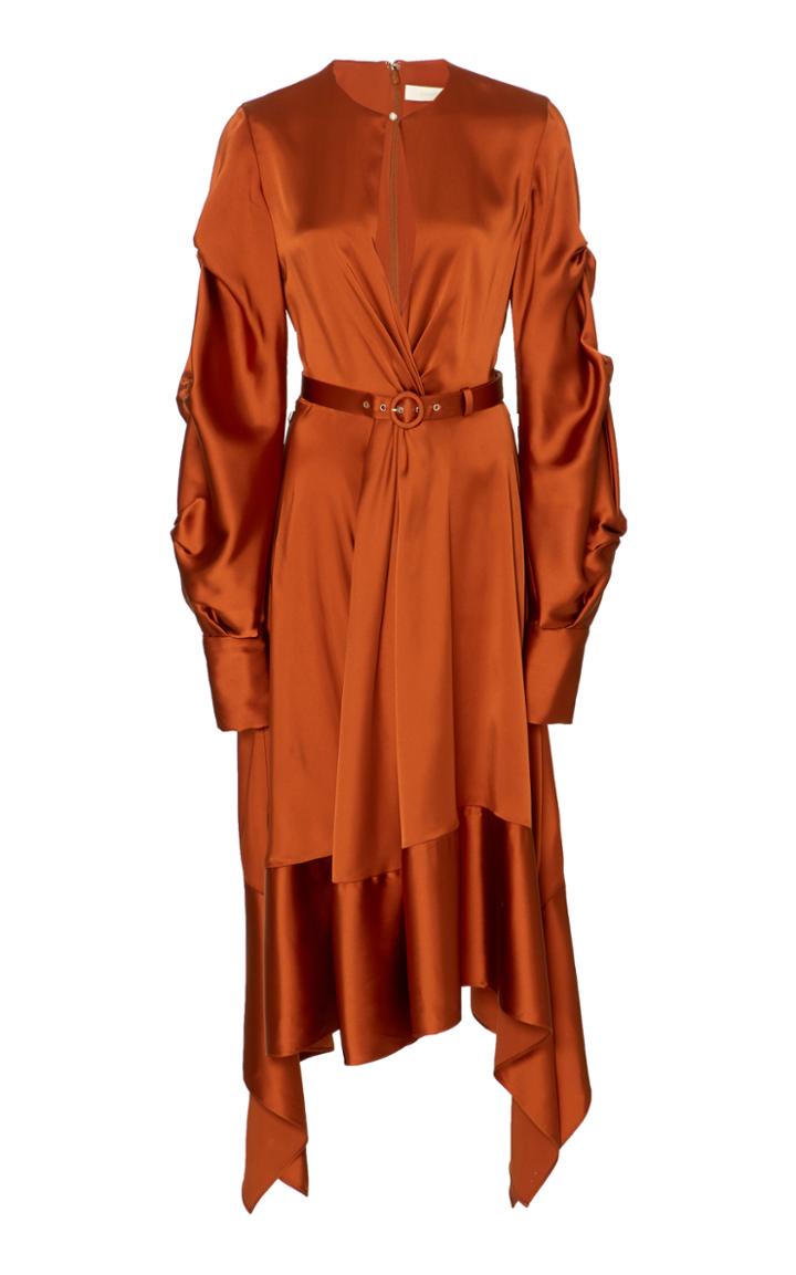 Jonathan Simkhai Fluid Satin Keyhole Midi Dress