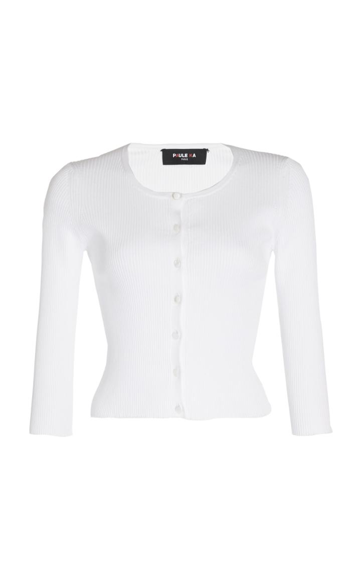 Paule Ka Ribbed Cropped Cardigan