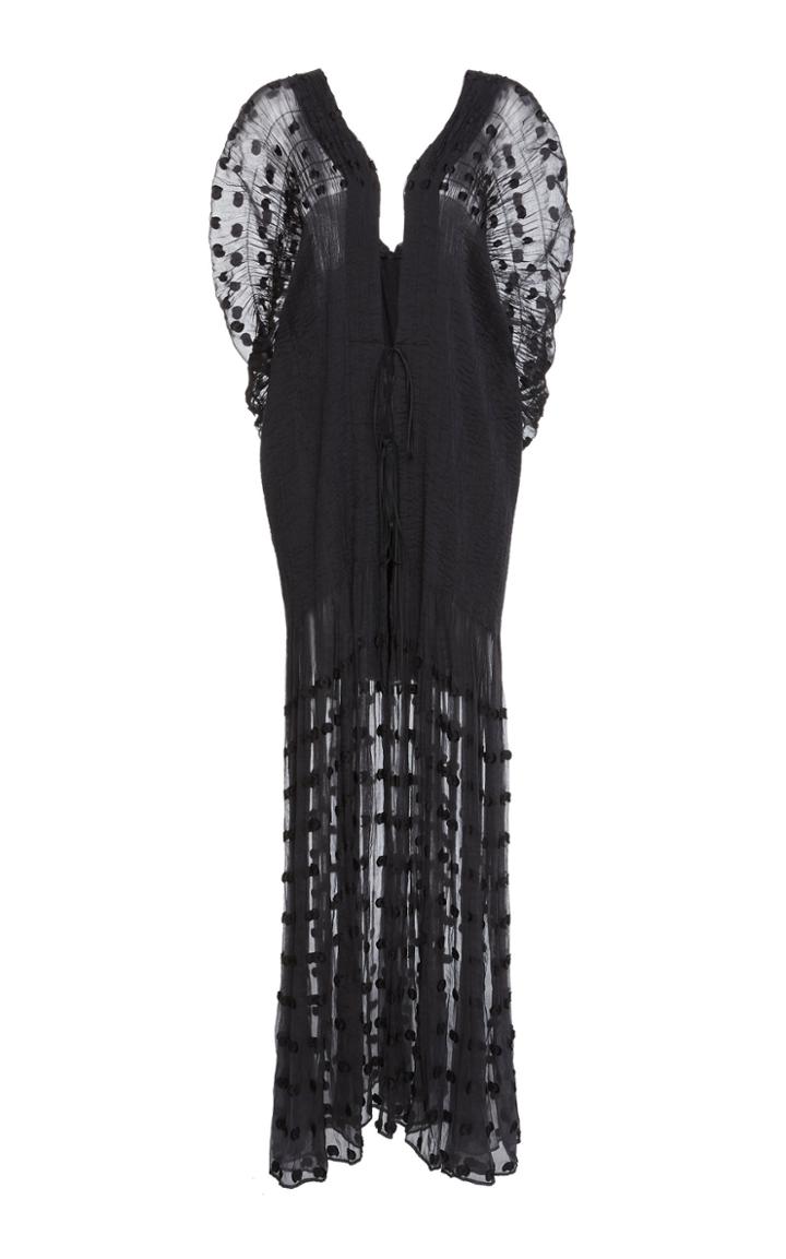Mame Kurogouchi Puffed Sleeve Chiffon Tie Front Coat