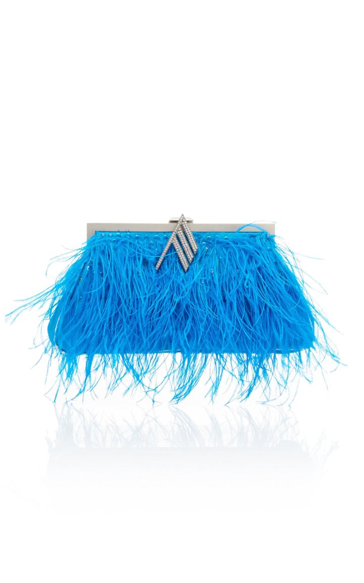 Moda Operandi Attico Alma Embellished Ostrich Feather Evening Bag