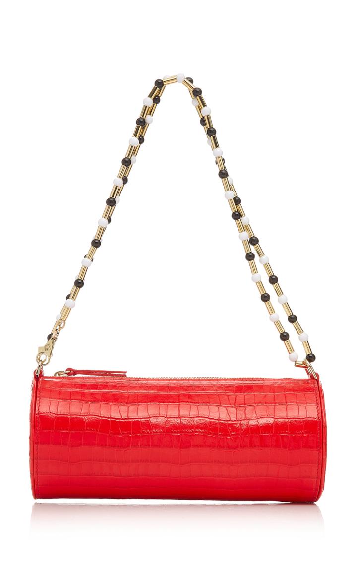 Les Petits Joueurs Emma Mini Pearl Chain Embossed Leather Bag