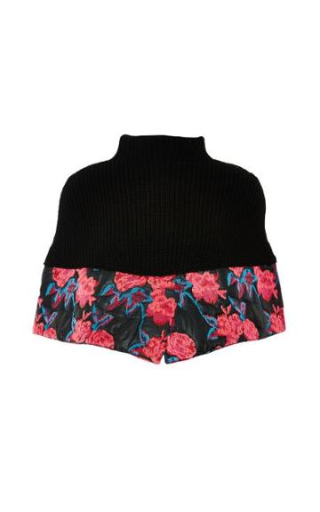 Thakoon Embroidered Wool-knit Capelet Black Multi