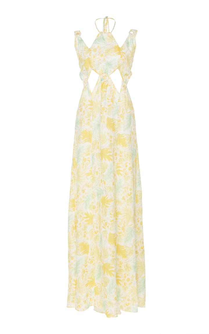 Cult Gaia Sabine Floral Linen Gown