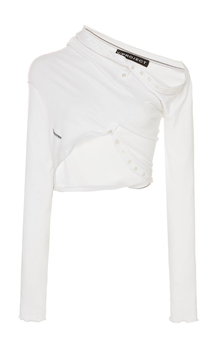 Y/project Draped Cropped Cotton-blend Top