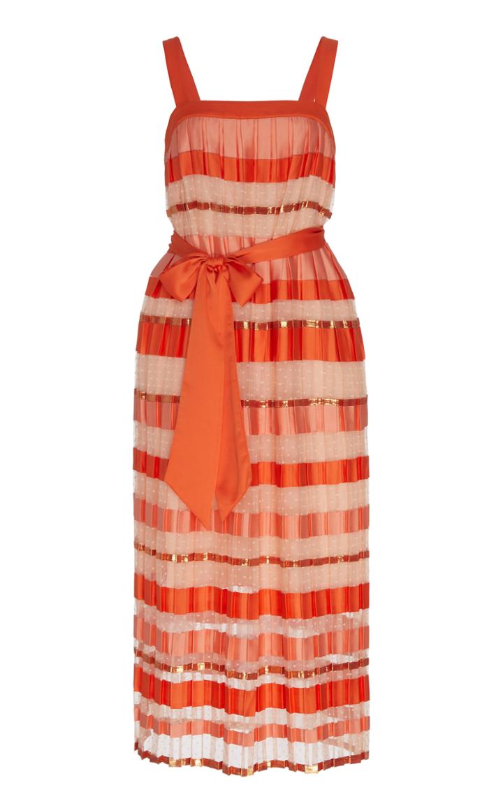 Moda Operandi Temperley London Lido Striped Pleated Midi Dress Size: 6