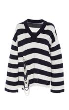 Monse Pearl V-neck Mariniere Cotton Sweater
