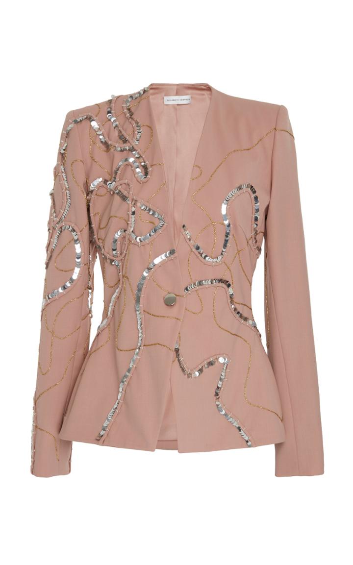 Elizabeth Kennedy Stretch Wool Embroidered Jacket