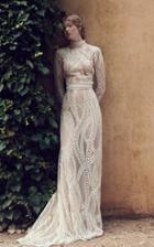 Costarellos Bridal Abstract Embroidered Long Tulle Gown
