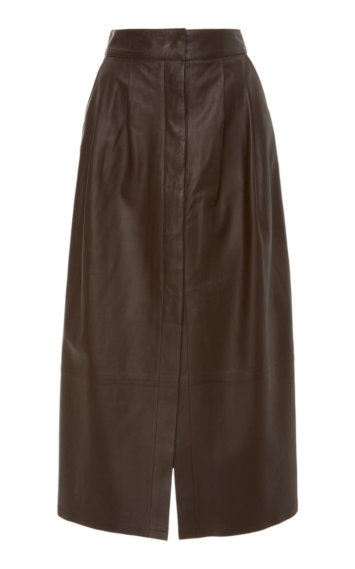 Zeynep Aray Leather Midi Skirt
