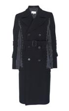 Maison Margiela Double-breasted Leather-trimmed Wool Coat
