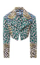 Tome Double Collar Printed Cropped Jacket