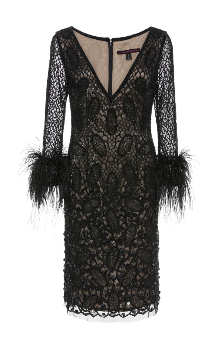 Joanna Mastroianni V-neck Abstract Floral Embroidered Dress