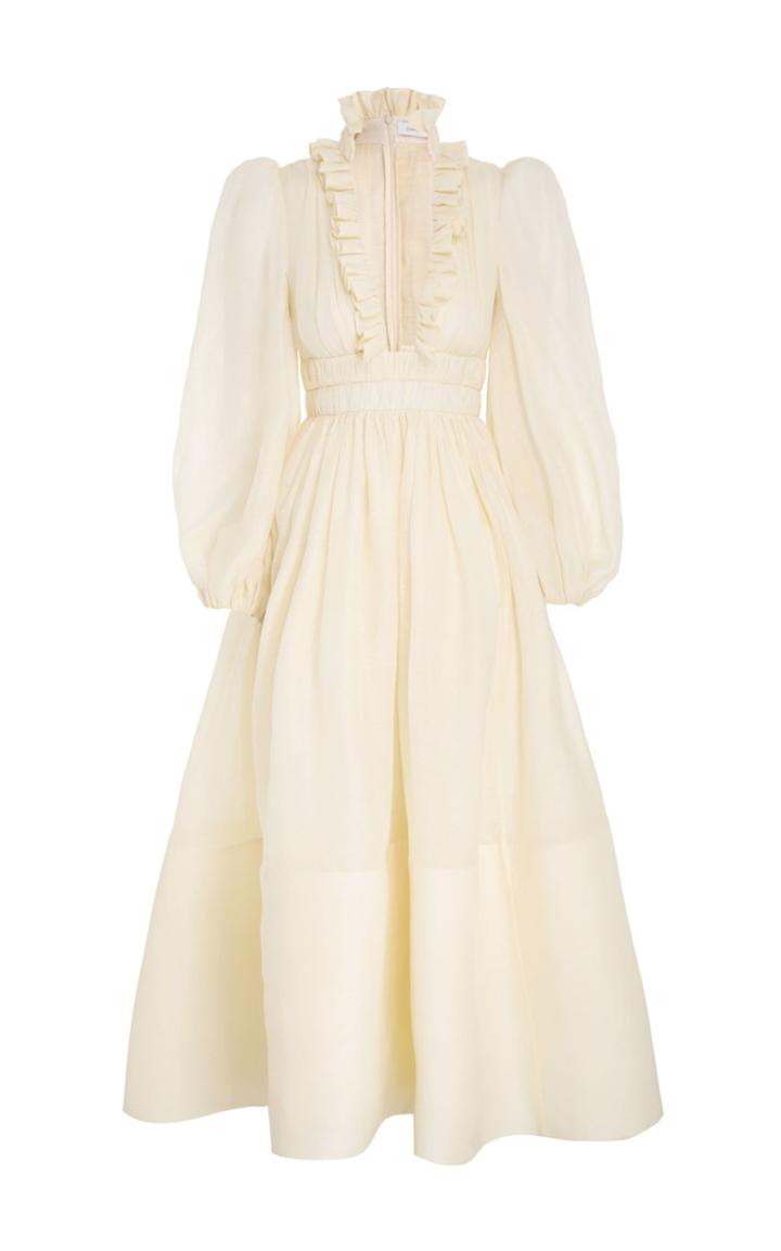 Moda Operandi Zimmermann Botanica Ruffle-trimmed Linen-silk Gown
