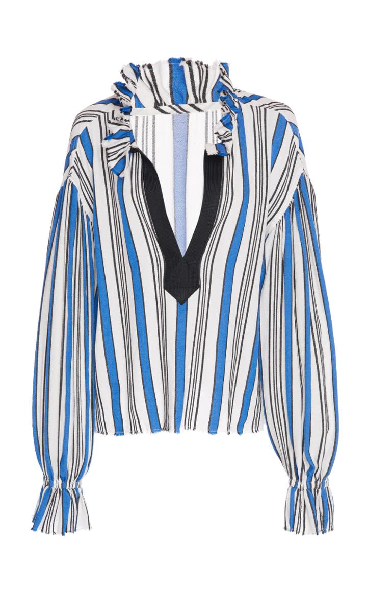 Philosophy Di Lorenzo Serafini Ruffled Striped Gauze Blouse