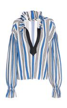 Philosophy Di Lorenzo Serafini Ruffled Striped Gauze Blouse