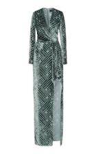J. Mendel Fil Coupe Velvet Draped Gown With Slit