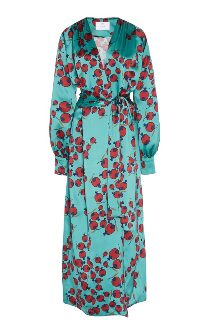 Rebecca De Ravenel Belted Printed Silk Wrap Dress
