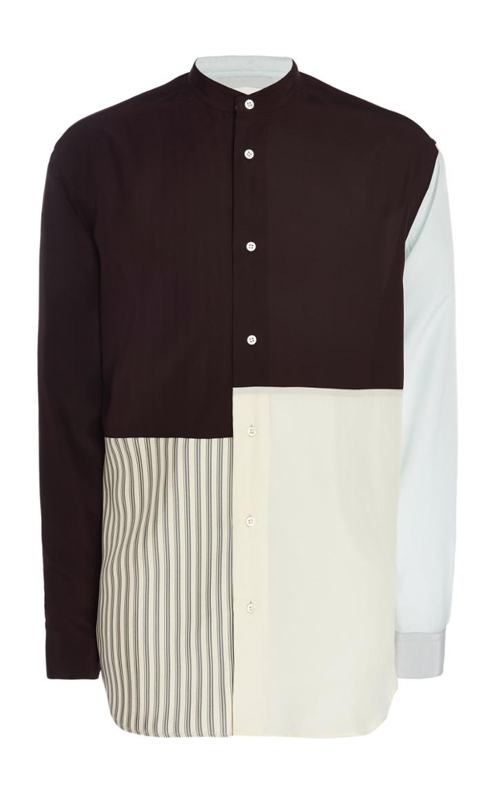 Jil Sander Tara Silk Contrast Block Shirt Size: 39