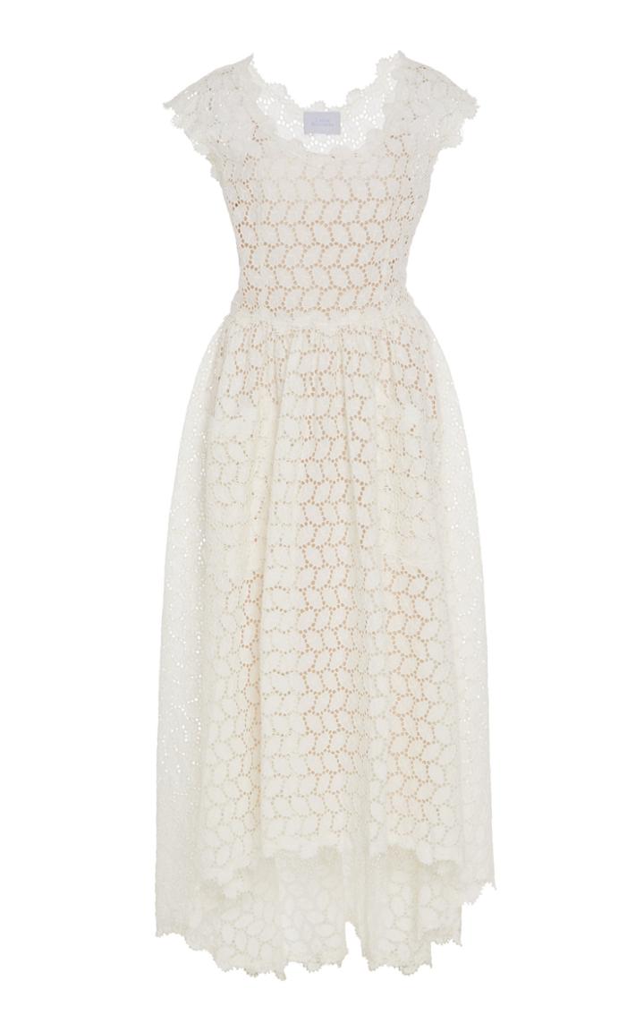 Luisa Beccaria Leaf Lace High Low Dress