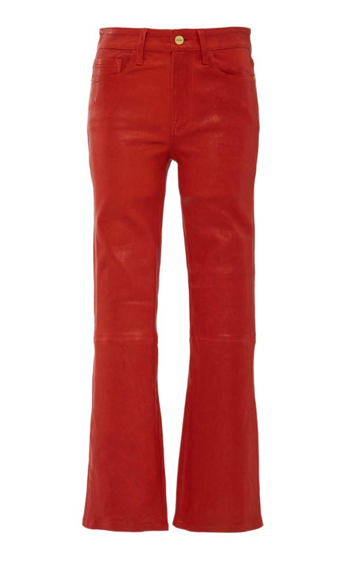 Frame Denim Cropped Leather Flared Pants