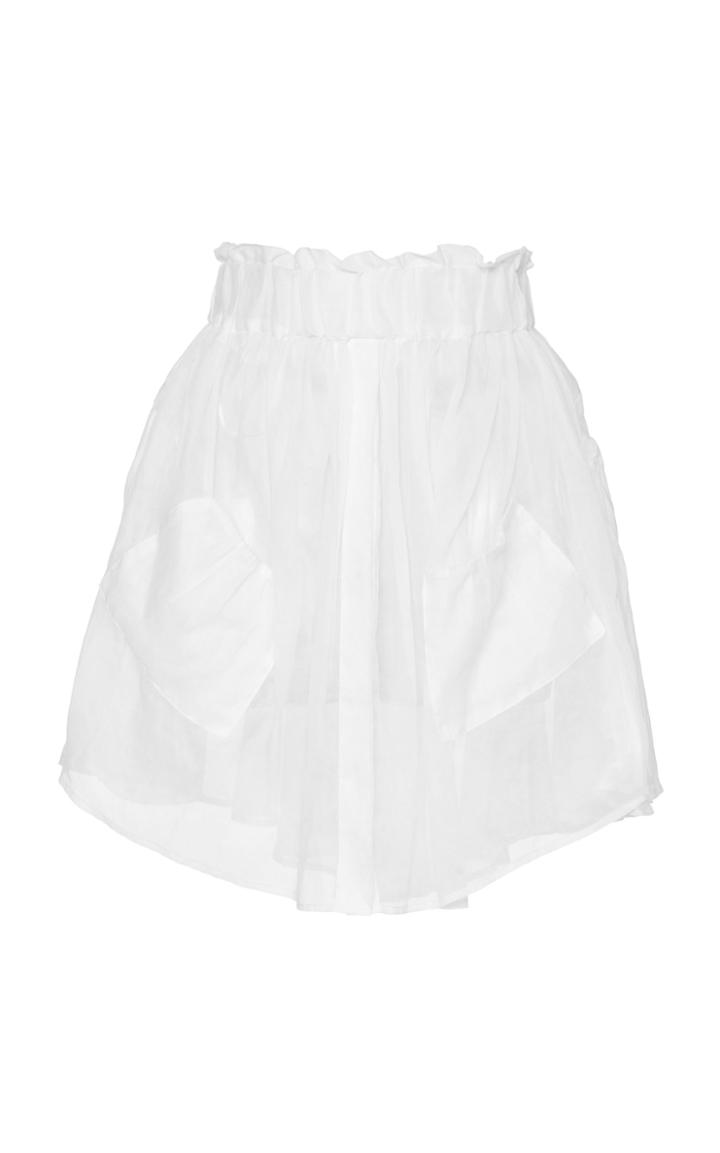 Moda Operandi White Story Laila Gathered Cotton-organza Mini Skirt