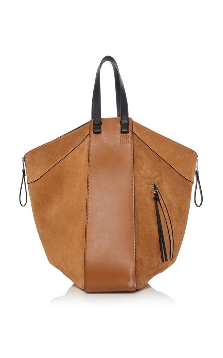 Loewe Hammock Leather-trimmed Suede Tote