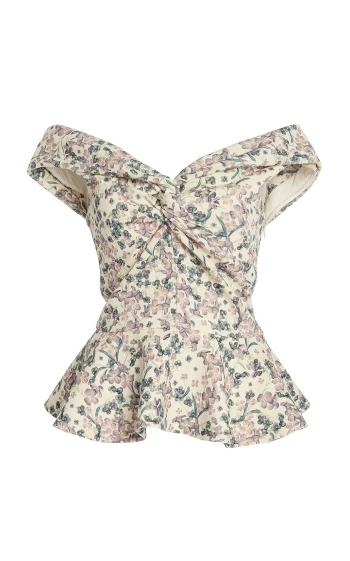 Moda Operandi Luisa Beccaria Floral Off-the-shoulder Top