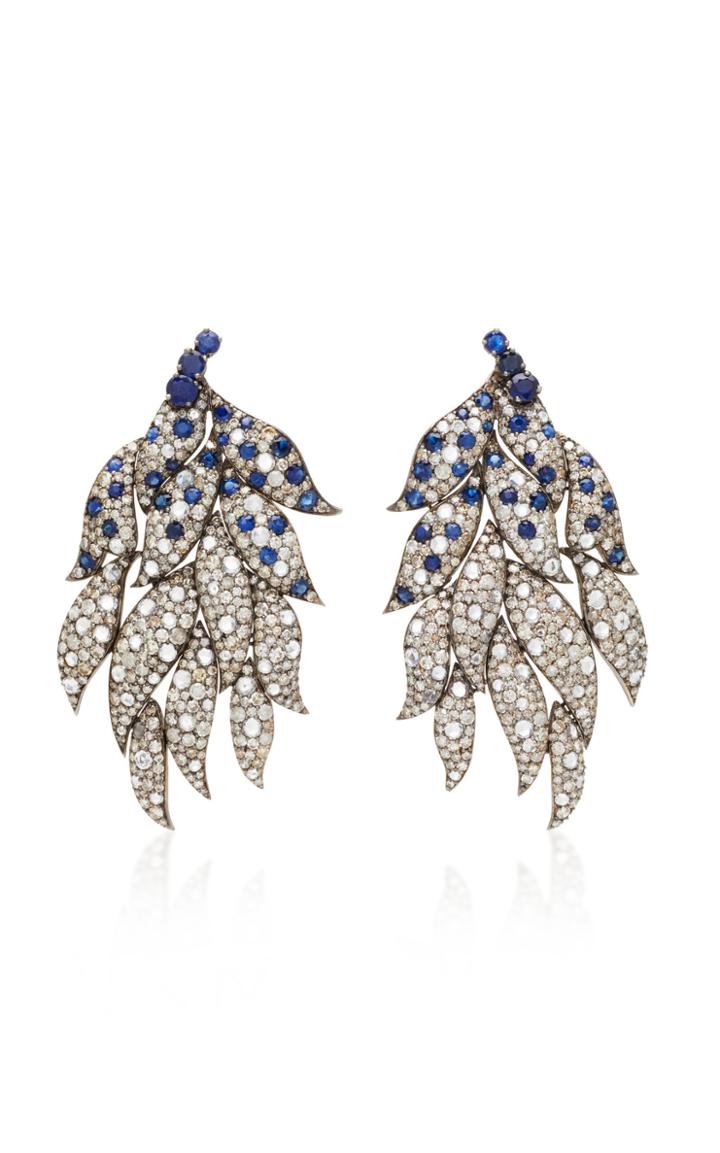 Sanjay Kasliwal One-of-a-kind Diamond And Sapphire Feather Earrings