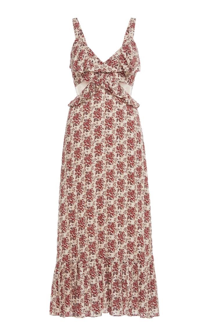 Sir The Label Flor Cutout Printed Stretch-cotton Midi Dress