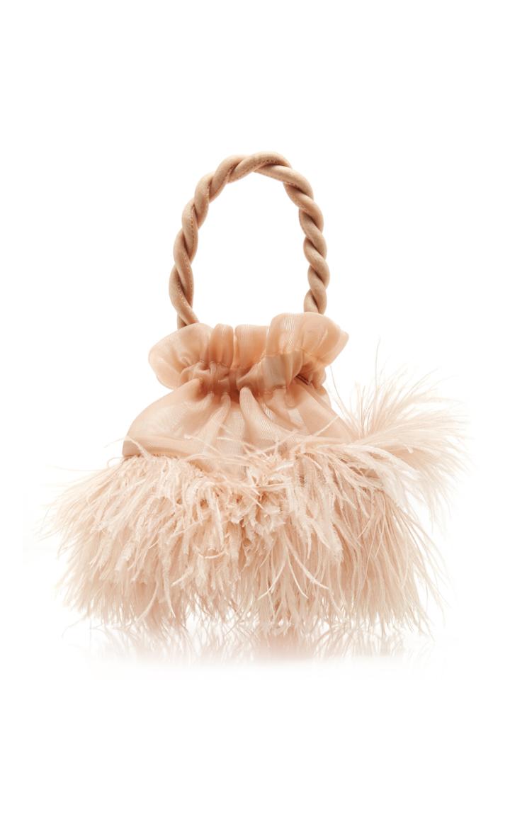 Staud Grace Ostrich Feather Top Handle Bag