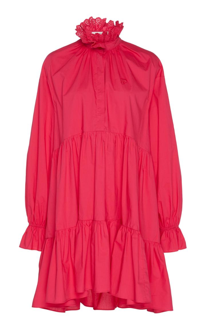 Philosophy Di Lorenzo Serafini Ruffle-accented Broderie Anglaise Cotton Dress