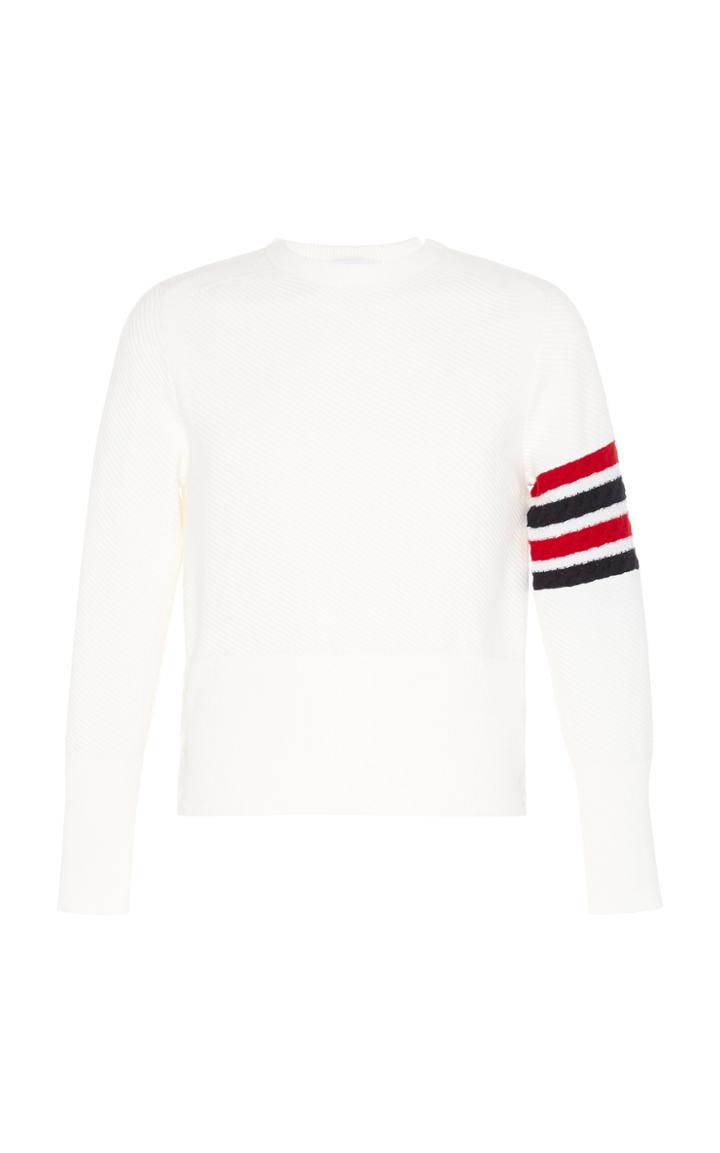 Thom Browne Striped Sleeve Crewneck Wool Sweater