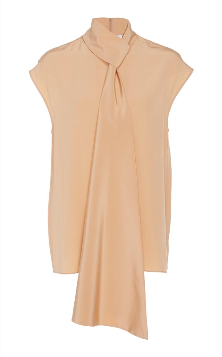 Tibi Silk Crepe De Chine Tie-neck Top