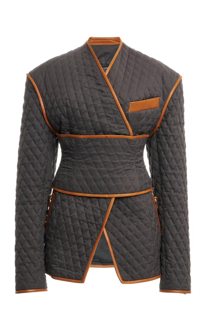 Moda Operandi Balmain Wrap-effect Quilted Jacket