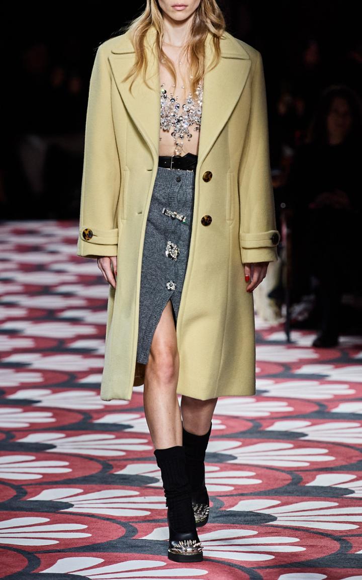 Moda Operandi Miu Miu Embellished Button-front Knit Skirt