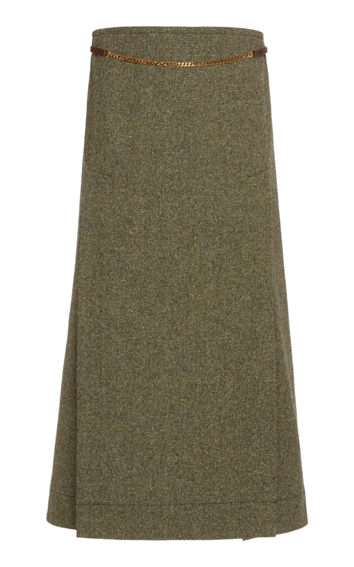 Moda Operandi Victoria Beckham Pleated Silk-wool Skirt Size: 6