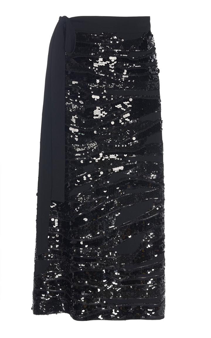 Rochas Ofphris Embroidered Cady Stretch Skirt