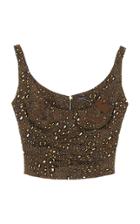 Moda Operandi Versace Ruched Leopard Georgette Crop Top
