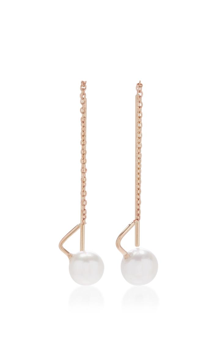 White/space 14k Gold Pearl Earrings
