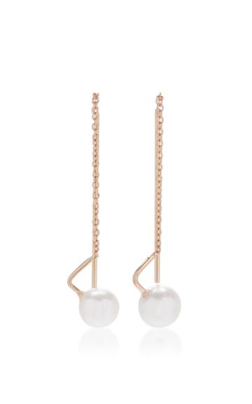 White/space 14k Gold Pearl Earrings