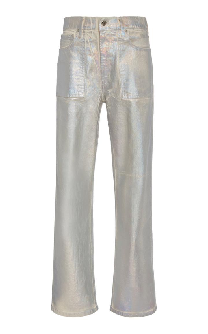 Moda Operandi Helmut Lang Factory Mid-rise Straight-leg Metallic Jeans Size: 24