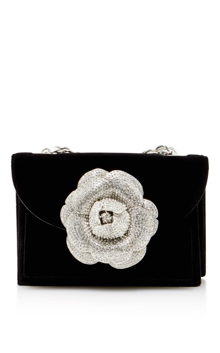 Oscar De La Renta Velvet Rose Shoulder Bag